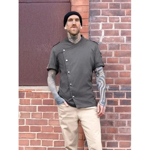 Veste de chef à manches courtes pour hommes style denim ROCK CHEF®-Stage2