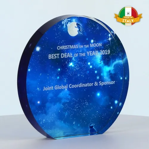 Trophée Rond Plexiglass Personnalisable avec Gravure et Sérigraphie