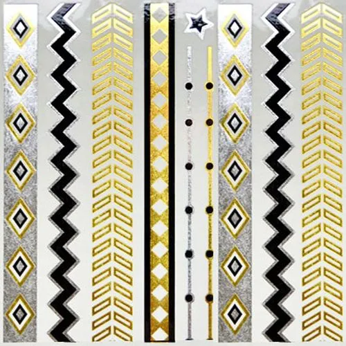 Tatouage temporaire métallisé or/argent 60x40mm personnalisé