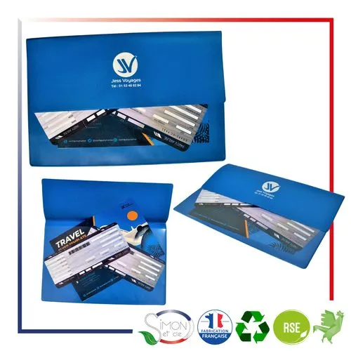 Pochette voyage personnalisable avec fenêtre cristal - Fabrication FR