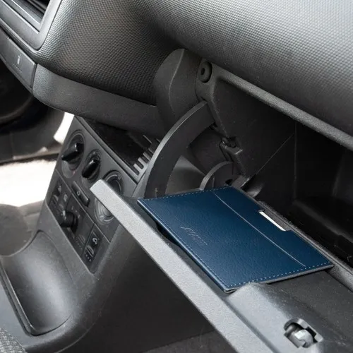 PORTE CARTE GRISE & DOCUMENTS CUIR RECYCLÉ BLEU MARINE - MADE IN EUROPE