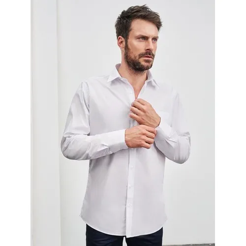 Chemise homme à manches longues en popeline
