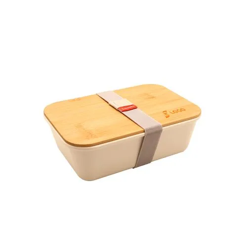 Bento 'Ikoma', blanc, avec couvercle en bambou