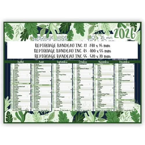 Calendrier Bancaire Végétal Illustré 2026 Personnalisable