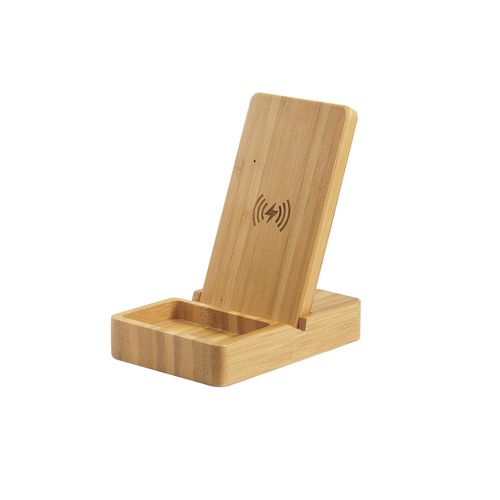 Chargeur à Induction 10W Stand Up en Bambou Personnalisable