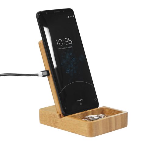 Chargeur à Induction 10W Stand Up en Bambou Personnalisable