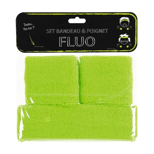 Set Bandeau et Poignets Éponge Vert Fluo - Livraison Express