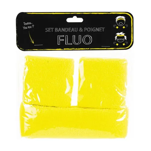 Set Bandeau et Poignets Éponge Vert Fluo - Livraison Express