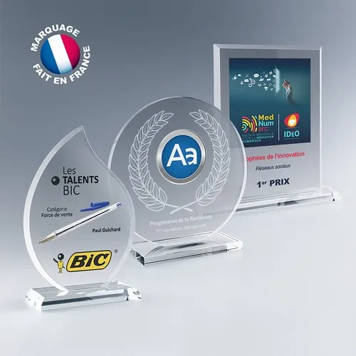 Trophée Iceberg en Verre avec Socle - Personnalisation Laser