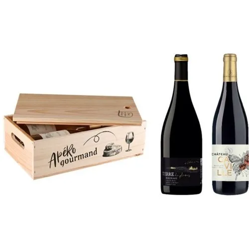 Caisse Bois 2 bouteilles Bordeaux