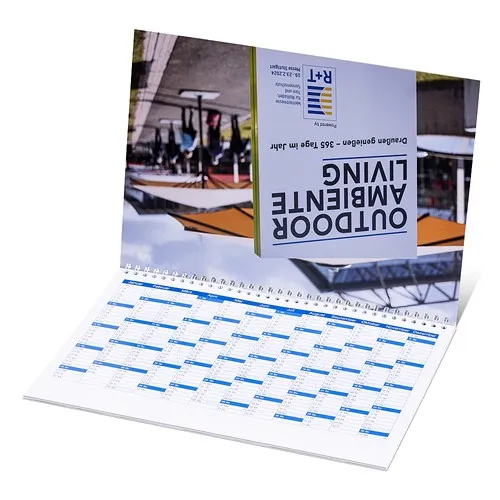 Calendrier de bureau plat 10 ans A4 à reliure spirale