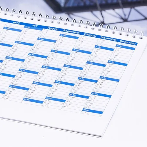 Calendrier de bureau plat 10 ans A4 à reliure spirale