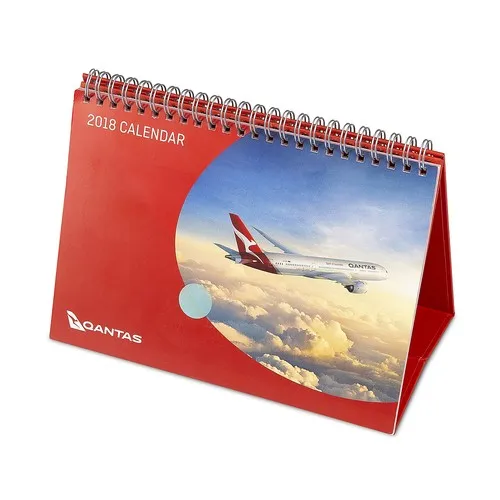 Calendrier de bureau sur support rigide pliable – Reliure spirale avec impression personnalisée