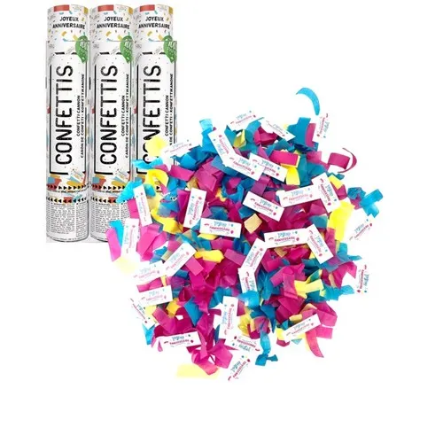 Canon à confettis JOYEUX ANNIVERSAIRE  30 CM