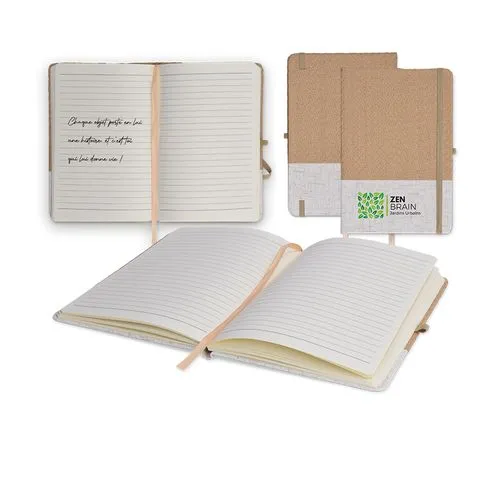 CARNET A5 COUVERTURE COTON ET FIBRES DE BAMBOU