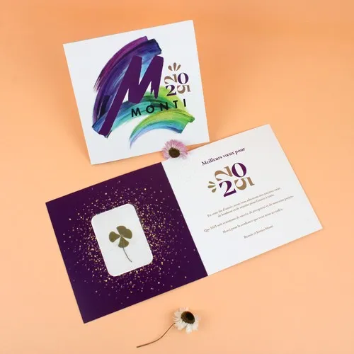 Carte 2 volets trèfle 4 feuilles