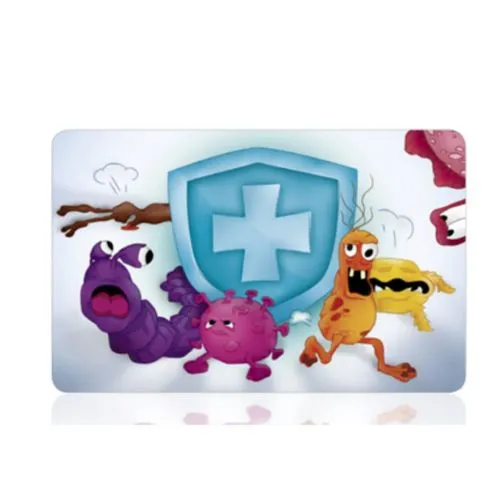 Carte avec surface antibactérienne