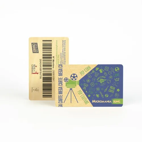 Carte de fidélité en bois Woodfid imprimée