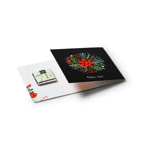 Carte de vœux 1 carré 4g chocolat noir 71% Bio*