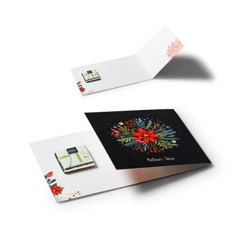 Carte de vœux 1 carré 4g chocolat noir 71% Bio*