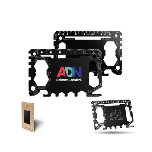 CARTE OUTIL MULTIFONCTION EN ACIER INOXYDABLE