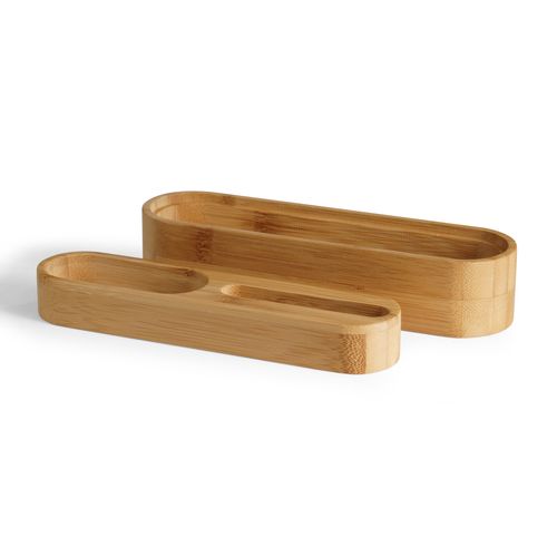 Organiseur de bureau modulable en bambou 2 compartiments personnalisable