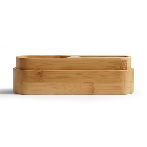 Organiseur de bureau modulable en bambou 2 compartiments personnalisable