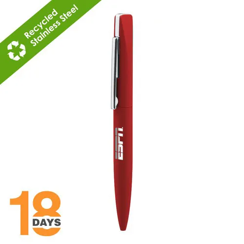 Stylo à bille twist fin en métal STOCK ROUGE rubber