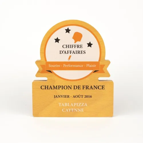Trophée en Bois César Gravé - Made in France Éco-responsable