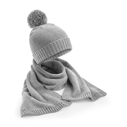 Set Bonnet Écharpe Gants Personnalisable - Gris Clair