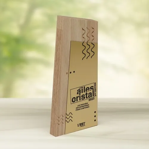 Trophée Bois et Métal Personnalisable - Gravure et Sérigraphie