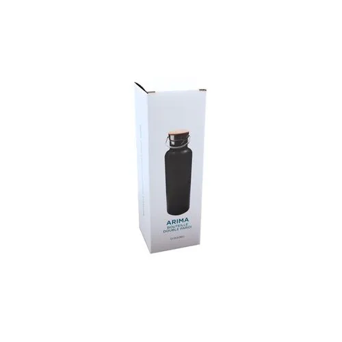 Bouteille isotherme 'Arima', noire, bouchon bambou, 500 ml