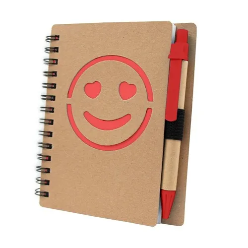 Carnet env. B7 "visage souriant" avec stylo bille | Dylan
