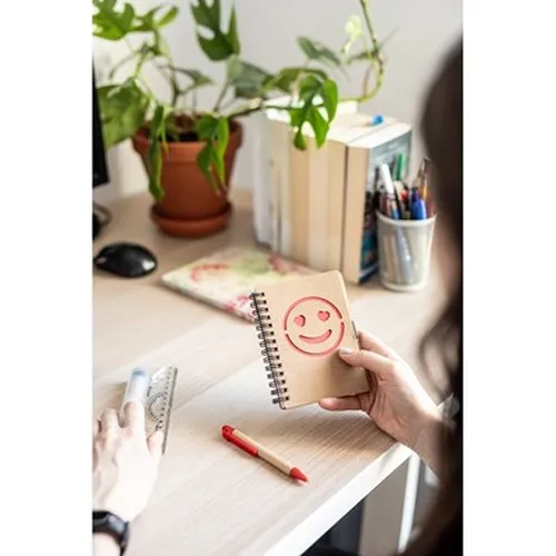 Carnet env. B7 "visage souriant" avec stylo bille | Dylan