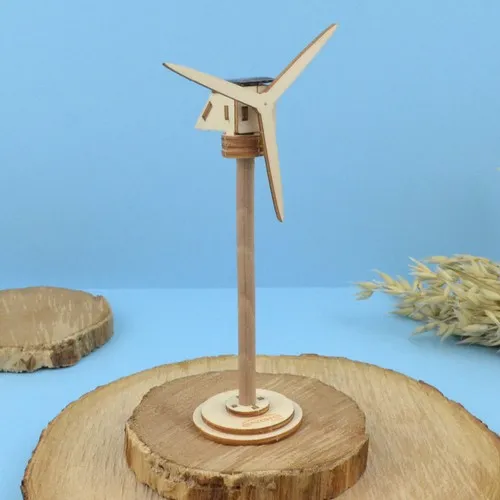 Éolienne Solaire en Bois FSC - Objet Publicitaire Écologique