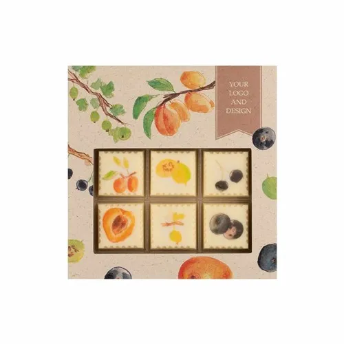 Coffret 6 Pralines Personnalisées Chocolat Blanc - Garnitures Fruitées