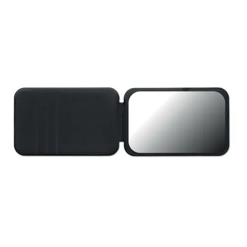 Miroir de poche compact personnalisable - Étui PU noir élégant