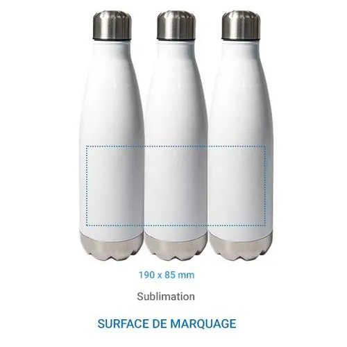 Bouteille isotherme SCREW blanche fond Argent - 500ml