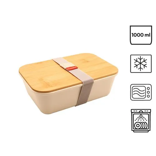 Bento 'Nagano', blanc, avec couvercle en bambou