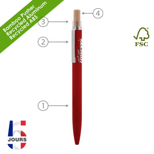 Stylo BAAM Aluminium Recylé Rouge Stock FR