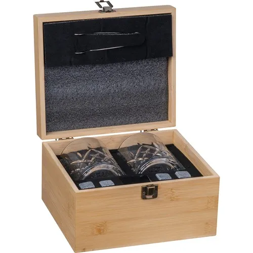 Coffret Whisky Personnalisé Bambou & Granit - 2 Verres & Glaçons