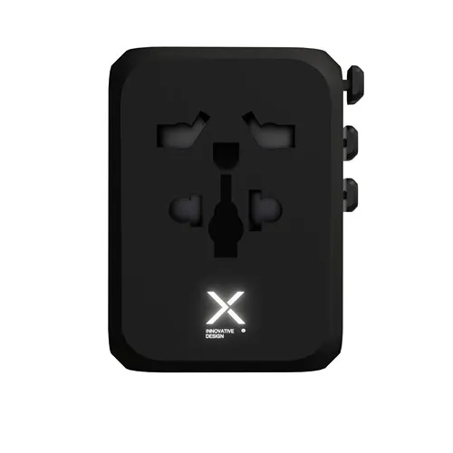 Adaptateur Voyage Universel 33W - 4 Ports USB - Logo Lumineux