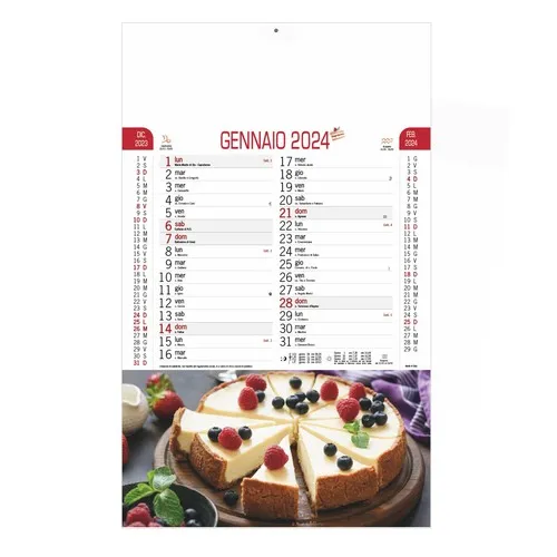 Calendrier Trimestriel Personnalisable Thème Gourmand - 12 Feuilles