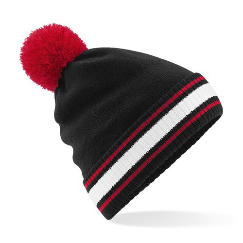 Bonnet Bicolore Stadium avec Pompon - Personnalisable par Sérigraphie