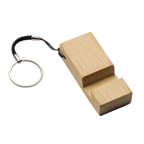 Porte-clés support mobile en bambou personnalisable