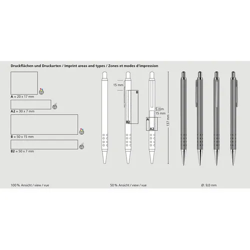 Stylo Bille Métal Aura MMc - Rétractable Premium Personnalisable