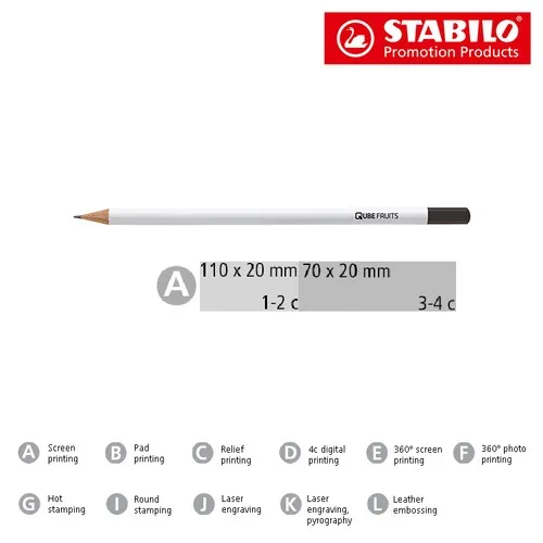Crayon graphite blanc vernis avec tête trempée personnalisable