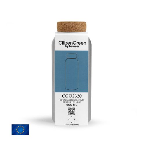 Gourde Aluminium 600ml Bouchon Liège - Fabrication Européenne