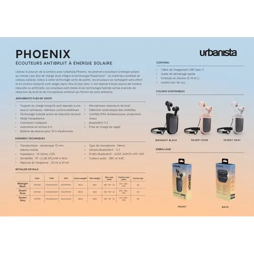 Écouteurs sans fil à énergie solaire personnalisables