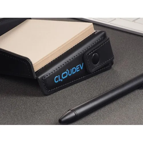 Boîte de Notes Autocollantes en Cuir Recyclé Personnalisable